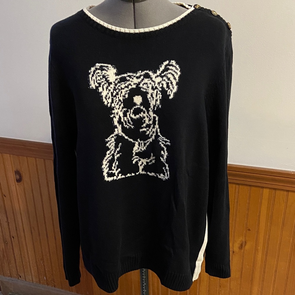Like New Charter Club Black and White Dog Motif Sweater Size XXL